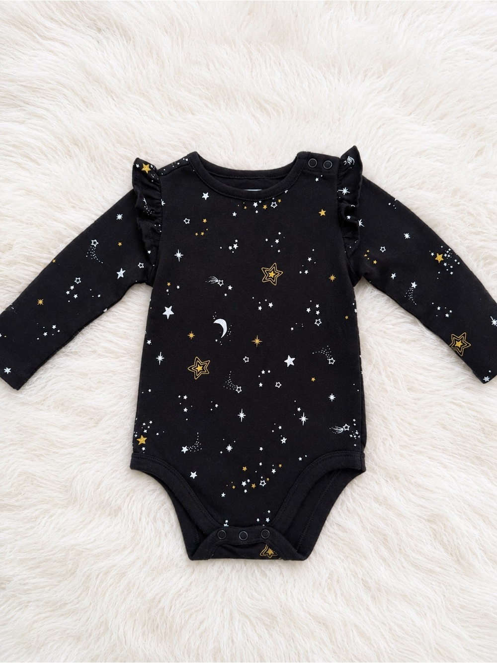 Garanimals Black One-Piece with Gold & White Celestial Print